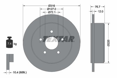 Brake Disc TEXTAR 92227700