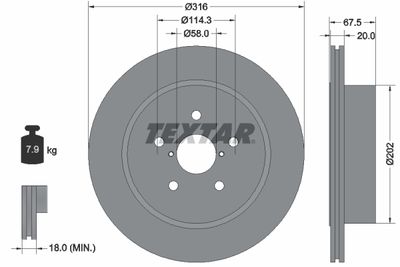 Brake Disc TEXTAR 92227803