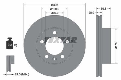 Brake Disc TEXTAR 92228603
