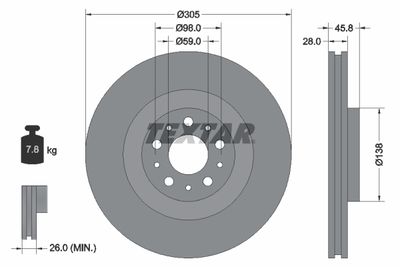 Brake Disc TEXTAR 92237600