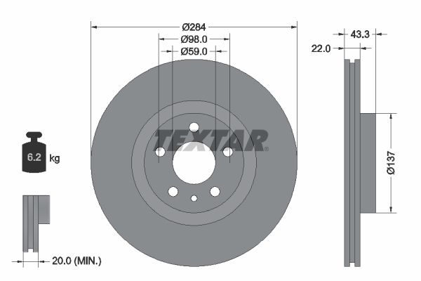 TEXTAR 92252803 Brake Disc