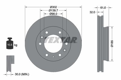 Brake Disc TEXTAR 92253403