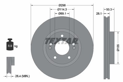 Brake Disc TEXTAR 92253603