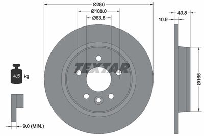 Brake Disc TEXTAR 92255603