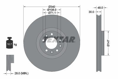 Brake Disc TEXTAR 92256003