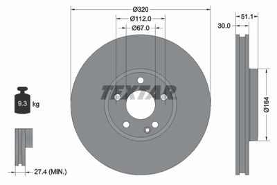 Brake Disc TEXTAR 92258003