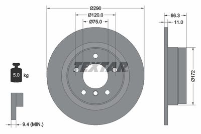 Brake Disc TEXTAR 92261003
