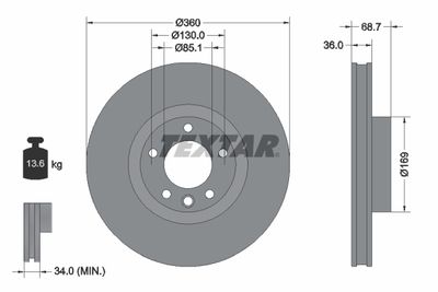Brake Disc TEXTAR 92262705
