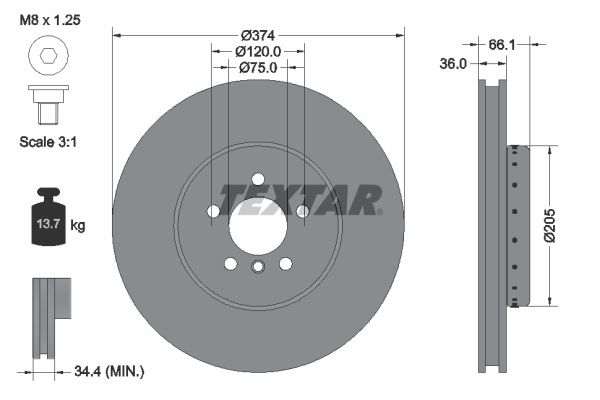 TEXTAR 92266125 Brake Disc