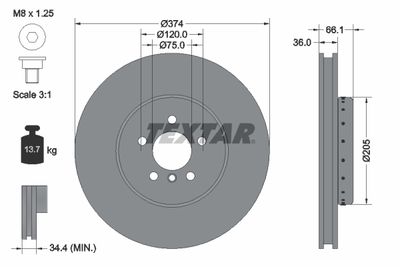 Brake Disc TEXTAR 92266125