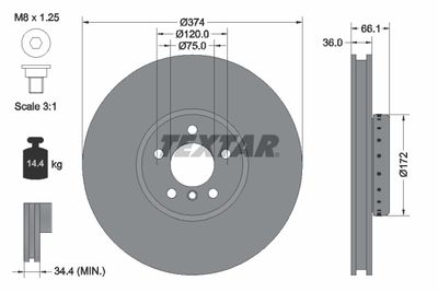 Brake Disc TEXTAR 92266225
