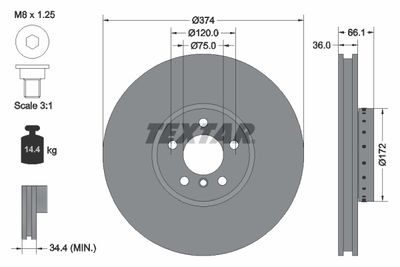 Brake Disc TEXTAR 92266325