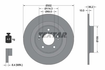 Brake Disc TEXTAR 92267403