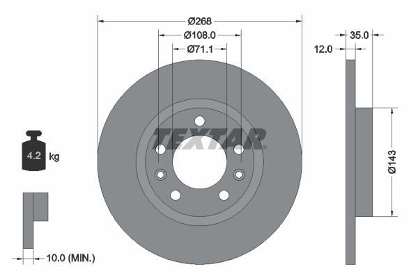TEXTAR 92268003 Brake Disc