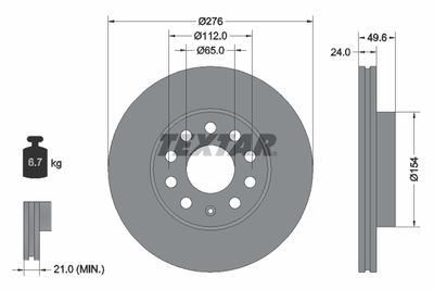 Brake Disc TEXTAR 92271905