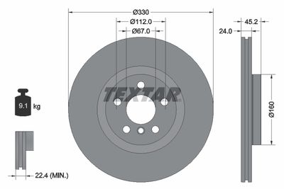 Brake Disc TEXTAR 92274405