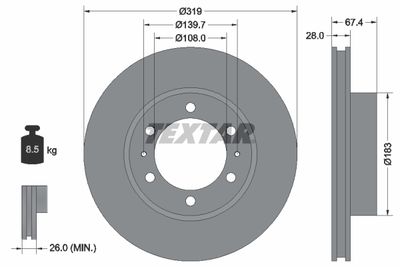Brake Disc TEXTAR 92274903