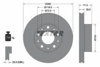 Brake Disc TEXTAR 92275003