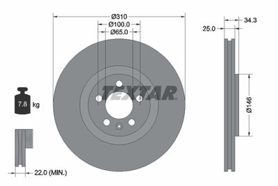 Brake Disc TEXTAR 92275905