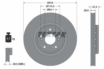 Brake Disc TEXTAR 92283303