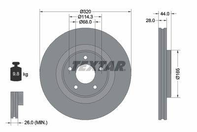 Brake Disc TEXTAR 92283503