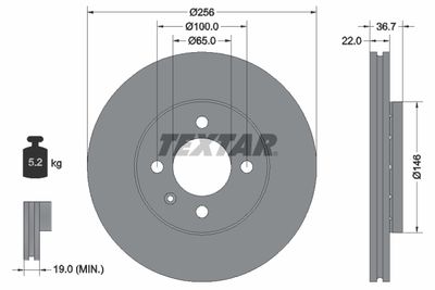 Brake Disc TEXTAR 92287003