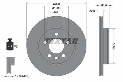 Brake Disc TEXTAR 92288503