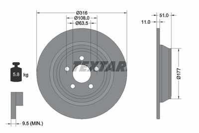 Brake Disc TEXTAR 92291903