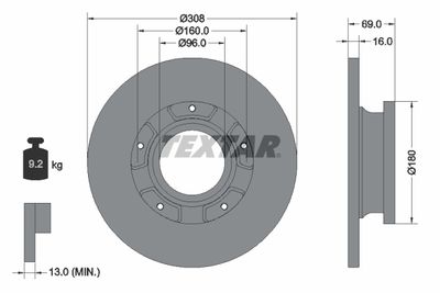 Brake Disc TEXTAR 92292603