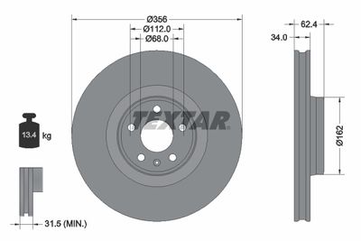 Brake Disc TEXTAR 92293505