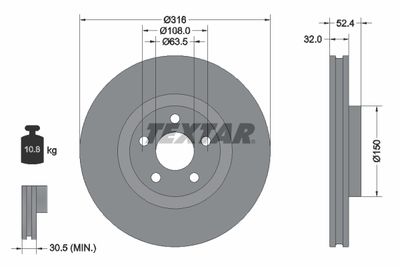 Brake Disc TEXTAR 92293603