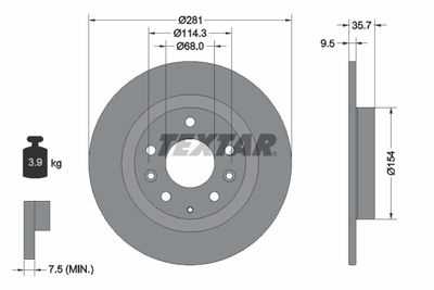 Brake Disc TEXTAR 92293703