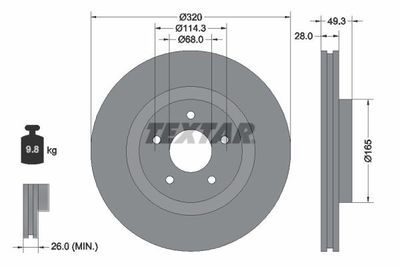 Brake Disc TEXTAR 92299403