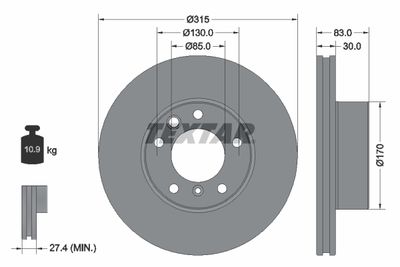 Brake Disc TEXTAR 92304905