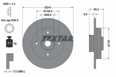 Brake Disc TEXTAR 92305403