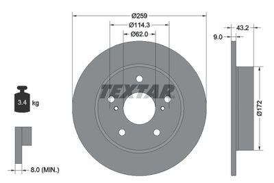 Brake Disc TEXTAR 92308303