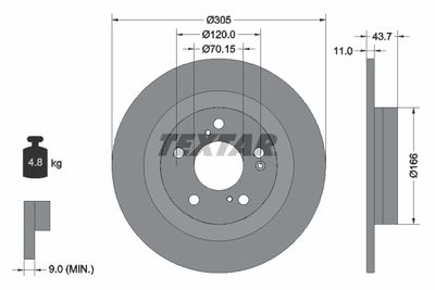Brake Disc TEXTAR 92308403