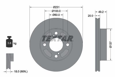 Brake Disc TEXTAR 92314003