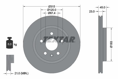 Brake Disc TEXTAR 92315803