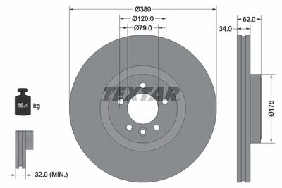 Brake Disc TEXTAR 92316405