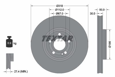 Brake Disc TEXTAR 92316705