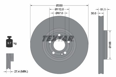 Brake Disc TEXTAR 92323305