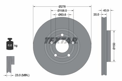 Brake Disc TEXTAR 92327503