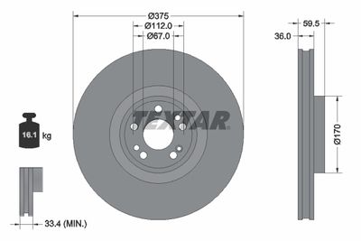 Brake Disc TEXTAR 92346705
