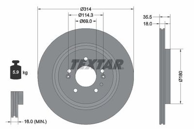 Brake Disc TEXTAR 92347503