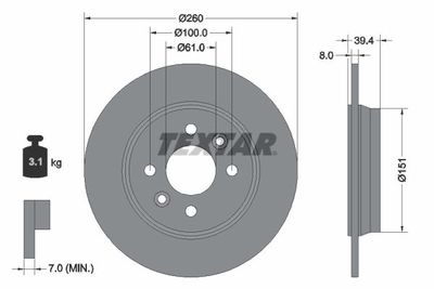 Brake Disc TEXTAR 92347603