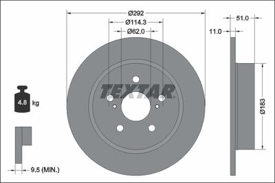 Brake Disc TEXTAR 92347803