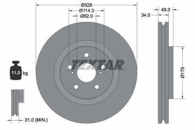 Brake Disc TEXTAR 92349505