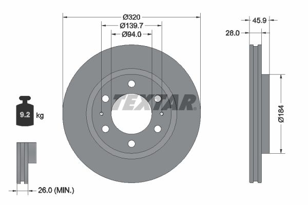 TEXTAR 92353203 Brake Disc