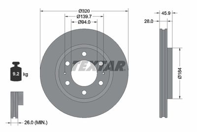 Brake Disc TEXTAR 92353203